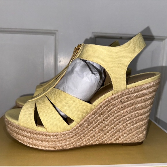 Women Michael Kors Canvas Berkley Wedge in Buttercup